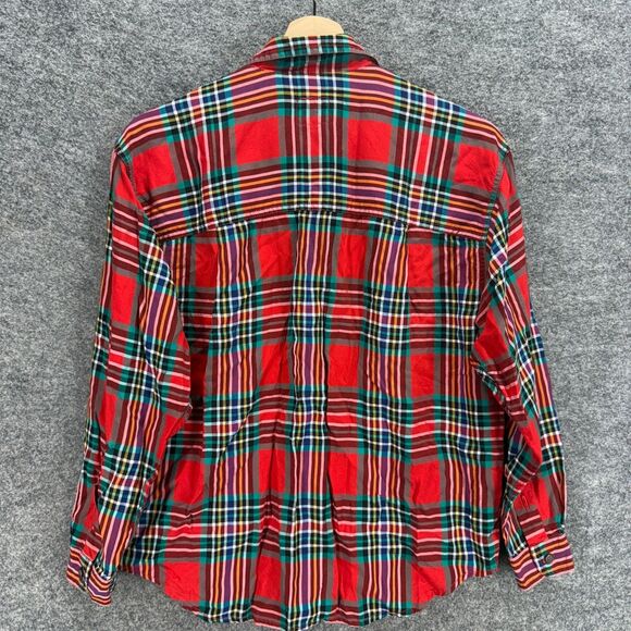 Liz Wear Shirt Men M Medium Red Plaid Button Up Collared Long Sleeve Rayon - Picture 2 of 6
